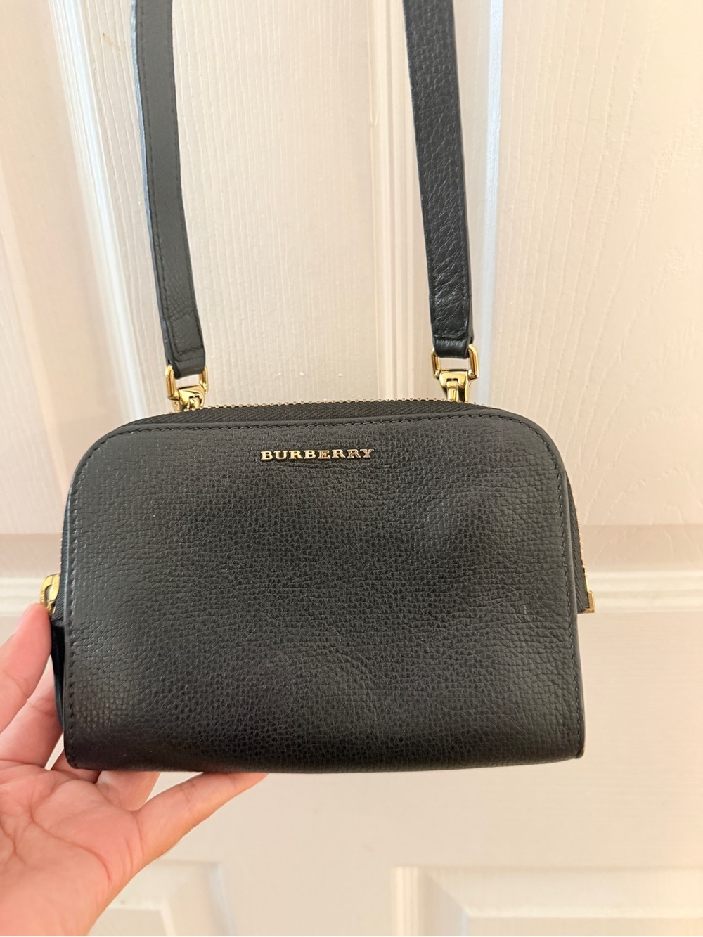 Burberry Black Leather Crossbody with Gold Hardware